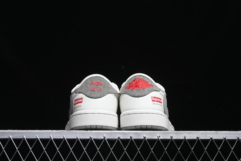 Nike Travis Scott x Fragment Design x Air Jordan 1 Low OG SP AJ1 Supreme Collaboration - Light Beige White Low Top Casual Sneakers - JH6088-609