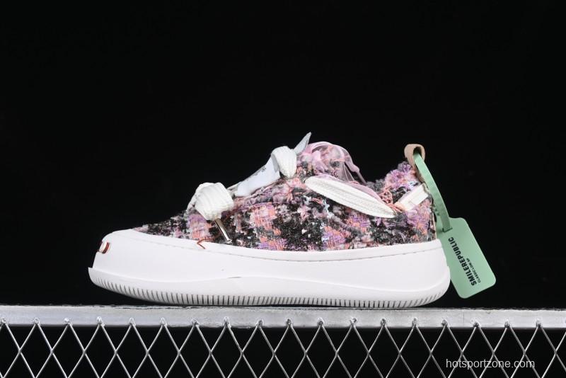 SMILEREPUBLIC SMILE Canvas Sneakers with Cut Wool Fringe and Unique Weaving - G.D4