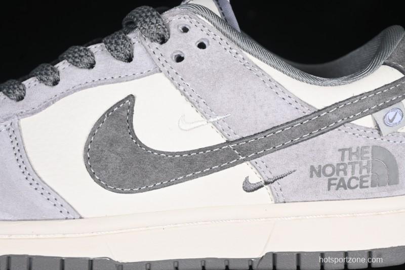 Nike SB Dunk Low The North Face Collaboration Double Swoosh Grey Pigskin Anniversary Edition Custom Low-Top Casual Skate Shoes - XX3168-009