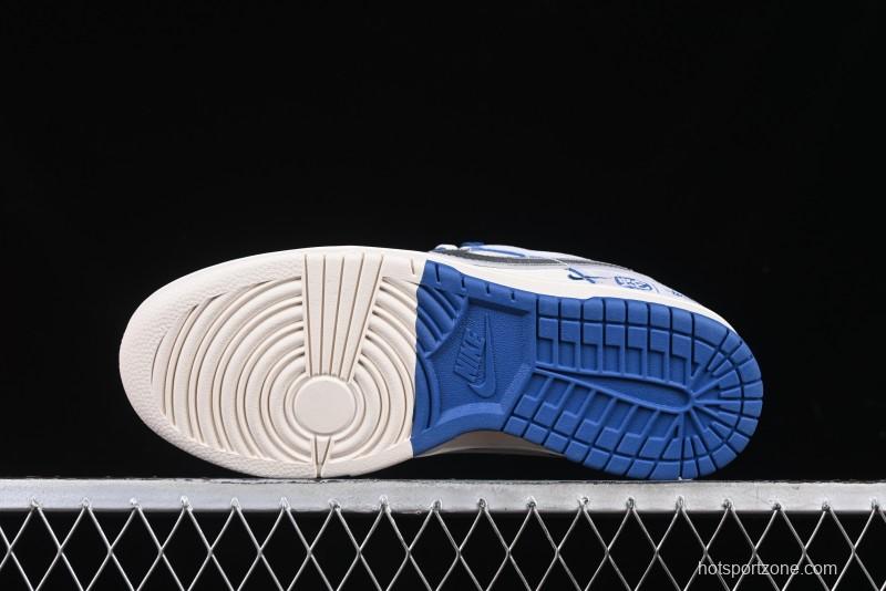 Nike SB Dunk Low Stussy Year of the Snake Collaboration Light Blue Silver Swoosh Anniversary Custom Low-Top Casual Sneakers - DM6868-010