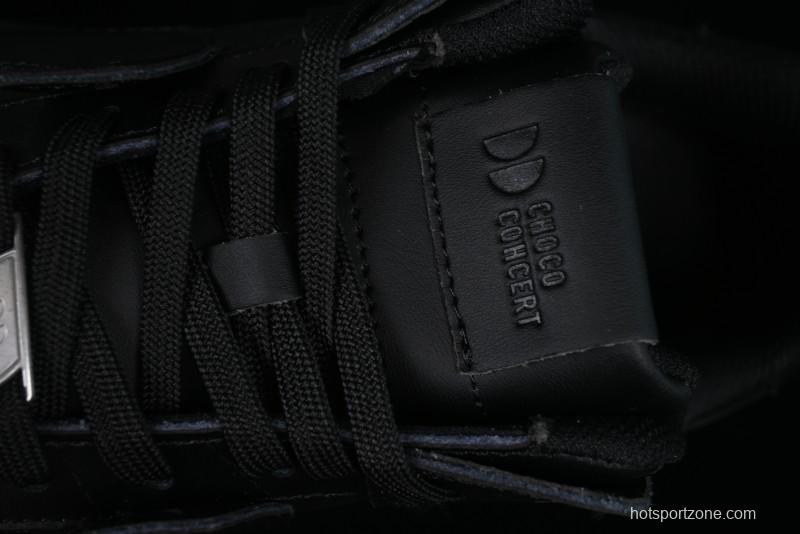 Choco Concert Leather Round Square Asymmetric Fashion Sneakers Black - AJE5