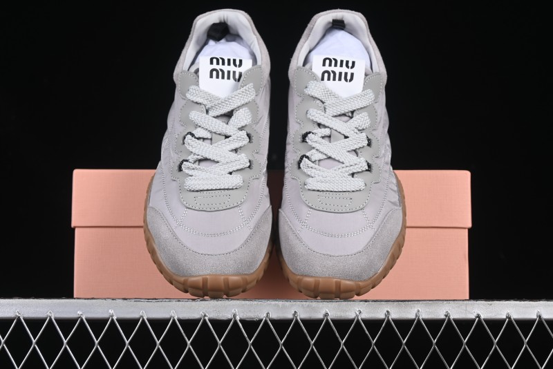 Miu Miu Suede Round Toe Lace-Up Low Top Women's Casual Shoes - 99D4