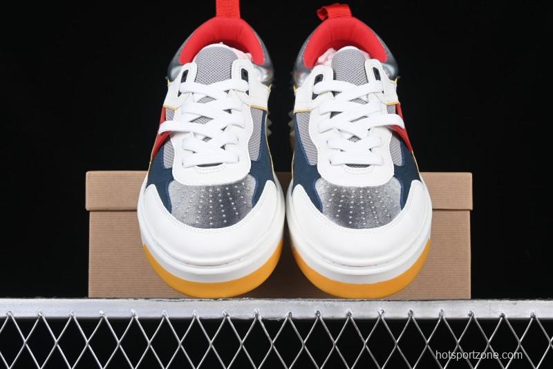 Christian Louboutin Funnyto Flat Comfortable Fashion Low-Top Sneakers in White Yellow Red - X.D4