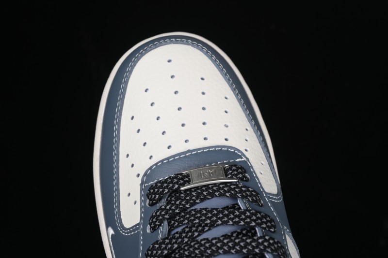 Nike Air Force 1 '07 Low Stussy Collaboration Bright Blue Black Swoosh Low-Top Casual Sneakers - XZ3328-198