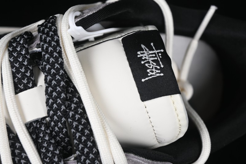 Nike Travis Scott x Fragment Design x Air Jordan 1 Low OG SP AJ1 Stussy Collaboration - Black Hook Dual-Tone Drawstring Low-Top Casual Sneakers - SJ0086-139