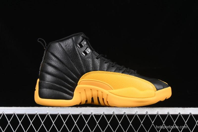 Nike Air Jordan 12 Retro Basketball Shoes in Black and Yellow - 130690-070