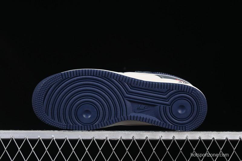 Nike Air Force 1 '07 Low Supreme Casual Sneakers in Grey Blue with Red Swoosh - XZ6188-382