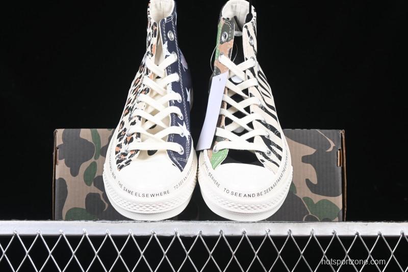 Converse x Brain Dead High Top Casual Sneakers with Mismatched Camouflage Design - A12219C