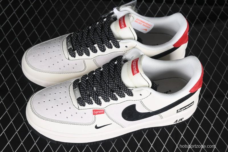 Nike Air Force 1 '07 Low Supreme Collaboration Casual Sneakers in Beige Black Red - BB7518-019