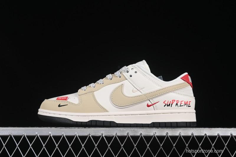 Nike SB Dunk Low Supreme Collaboration Anniversary Custom Low-Top Casual Sneakers with Double Mini Swoosh - XS6089-506