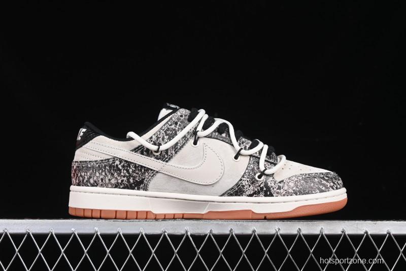 Nike SB Dunk Low Year of the Snake Series Snake Scale White Swoosh Customized Low-Top Casual Skate Shoes - YX5066-275
