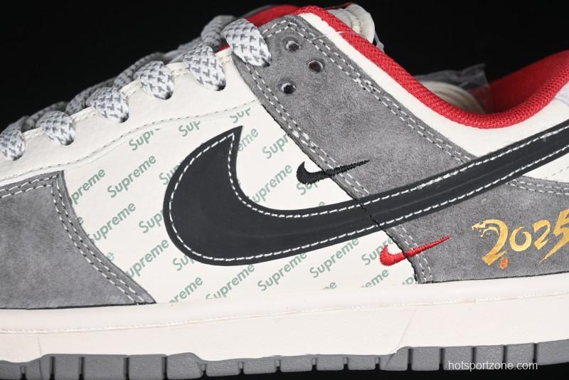 Nike SB Dunk Low Supreme Collaboration Bullet Screen Black Check Anniversary Customized Low-Top Casual Sneakers - FC1688-208