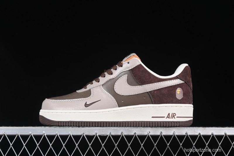 Nike Air Force 1 '07 Low BAPE Collaboration Grey Green Brown Low-Top Casual Sneakers - KK1988-039