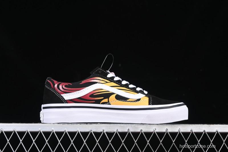 Vans Old Skool Flame Red Low-Top Casual Skate Shoes - VN000CQDBA5