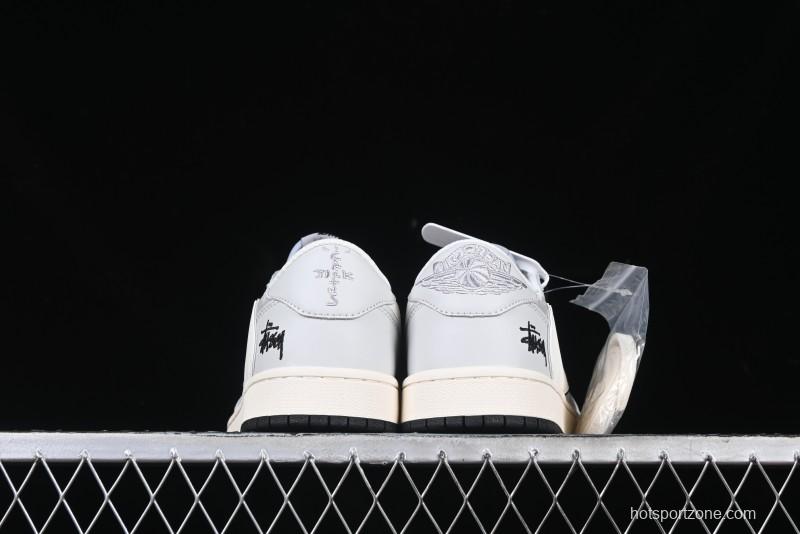 Nike Travis Scott x Fragment Design x Air Jordan 1 Low OG SP AJ1 Retro Sneakers in Summer Cicada Grey - XZ6898-001