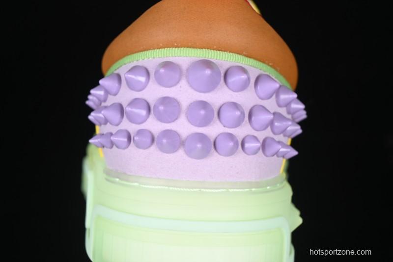 Christian Louboutin Funnyto Flat French Luxury Brand Green Color Block Low Top Sneakers - X.D4