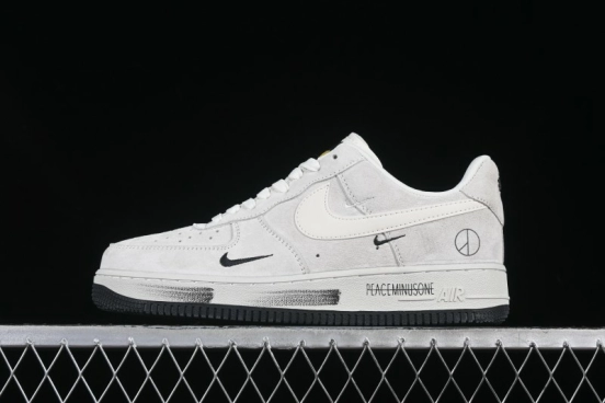 Nike Air Force 1 '07 Low Grey Pig Suede Graffiti Casual Sneakers - DF0188-035