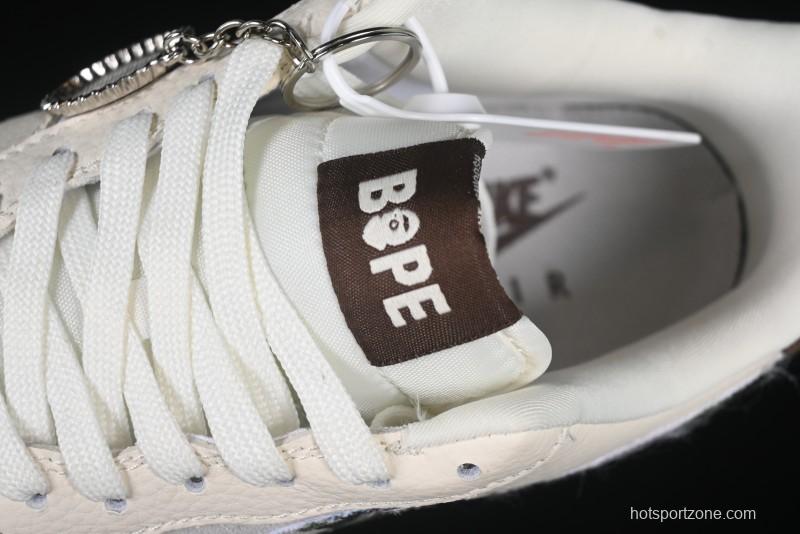 Nike Air Force 1 '07 Low Bape Camouflage Swoosh Beige Casual Sneakers - DF0188-030