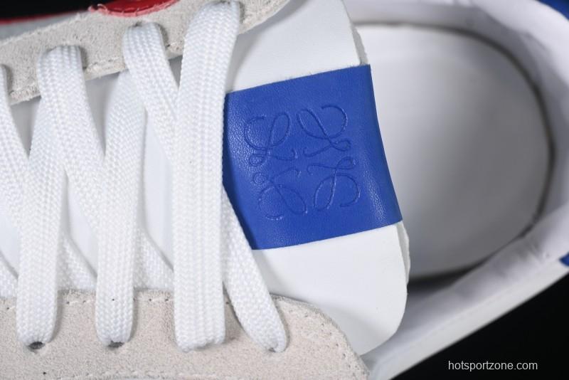 Loewe Ballet Runner 2.0 Sneakers Retro Style Low-Profile Casual Sports Shoes with Asymmetric Toe Design - White Blub