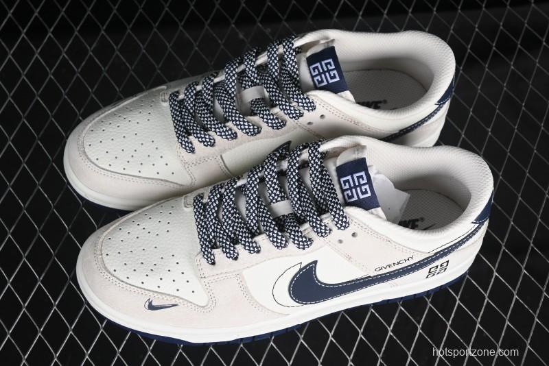 Nike SB Dunk Low Givenchy Collaboration Grey Pigskin Anniversary Custom Low-Top Casual Skate Shoes - DJ2024-112