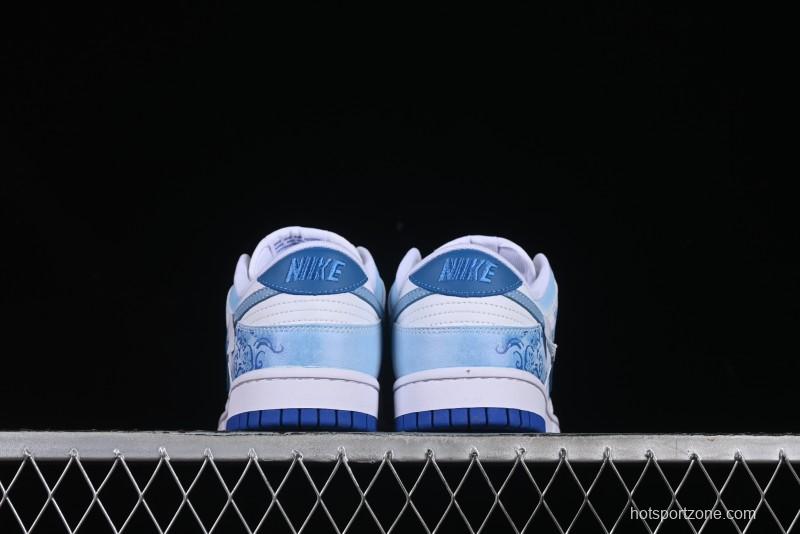 Nike Dunk Low Blue and White Porcelain Theme Casual Sneakers - DV0831-104