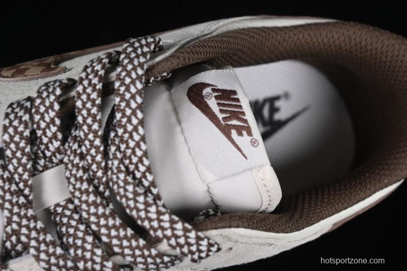 Nike SB Dunk Low Gucci Collaboration Monogram Beige Brown Swoosh Anniversary Custom Low-Top Casual Skate Shoes - DJ2024-059