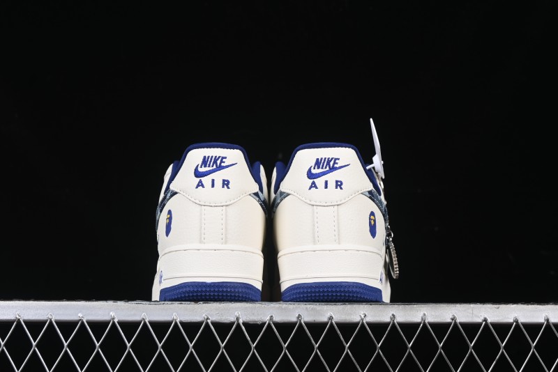 Nike Air Force 1 '07 Low Bape Collaboration - Blue Four Small Swoosh Casual Sneakers - KK1988-036