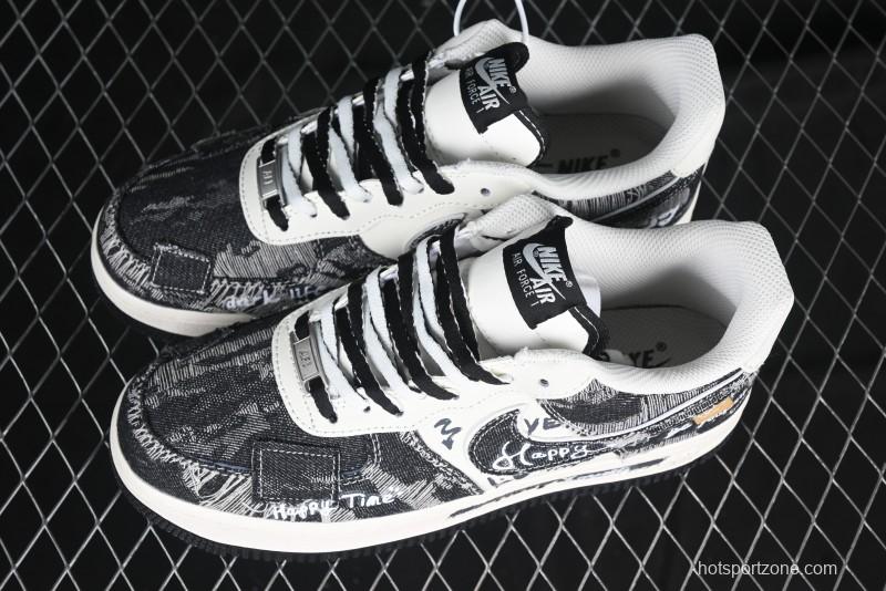 Nike Air Force 1 '07 Low "Black Jeans" Graffiti Casual Sneakers - FB0607-660
