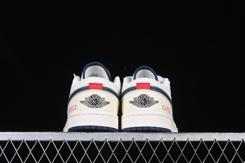 Nike Air Jordan 1 Low AJ1 Gucci Collaboration Beige Blue Swoosh Retro Basketball Shoes - FC1688-198