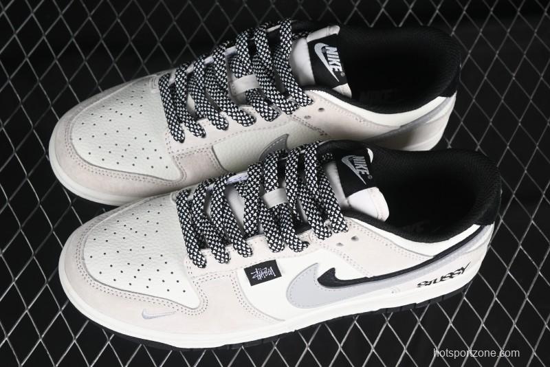 Nike SB Dunk Low Stussy Collaboration Grey Pig Suede Anniversary Custom Low-Top Casual Skate Shoes - DJ2024-061