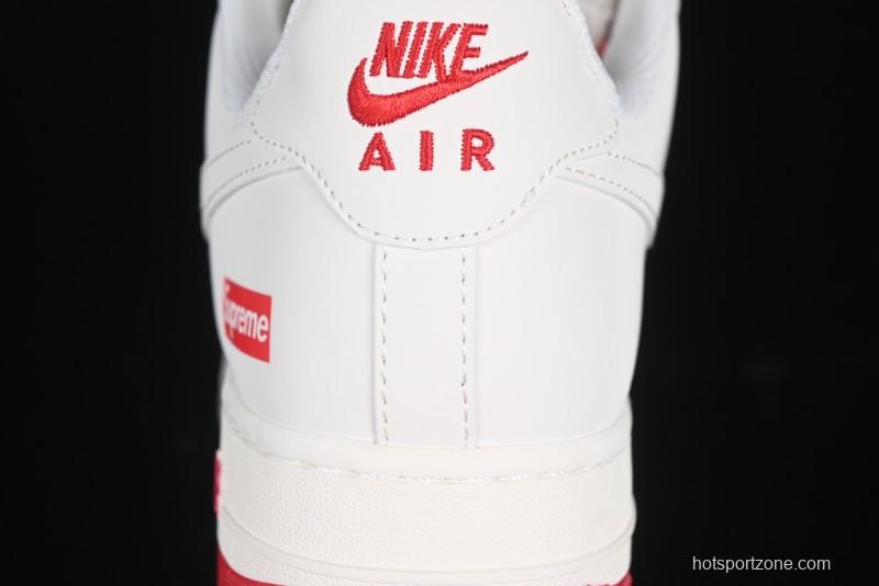 Nike Air Force 1 '07 Low Supreme Collaboration Beige Red Color Block Low-Top Casual Sneakers - BB7577-216