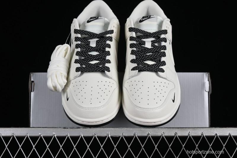 Nike SB Dunk Low Collaboration Three Swooshes Beige Black Color Low Top Casual Skateboarding Shoes - NK5639-321
