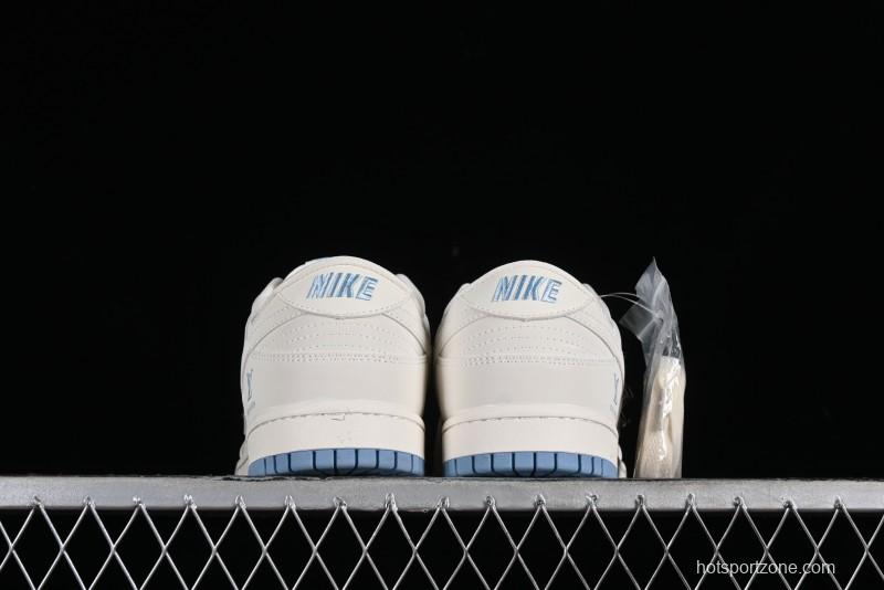 Nike SB Dunk Low LV Collaboration - Double Swoosh Beige Blue Anniversary High-End Custom Low-Top Casual Skate Shoes - XX2025-308