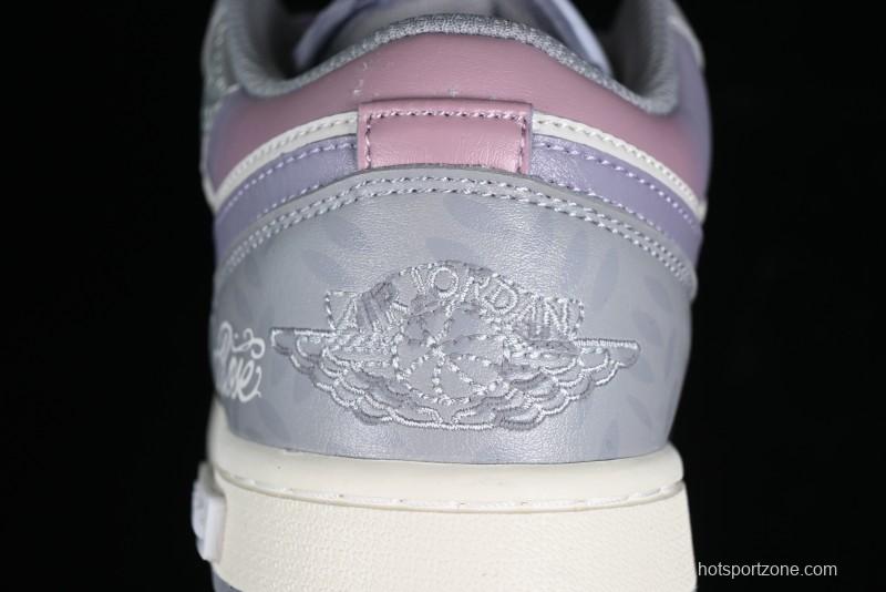 Nike Air Jordan 1 Low AJ1 Retro Basketball Shoes with Panda Mischief Modern Floral Design - 553560-053