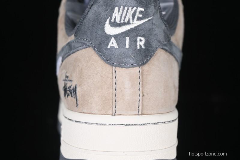 Nike Air Force 1 '07 Low Stussy Collaboration - Lambskin Brown Low-Top Casual Sneakers - XZ6188-888