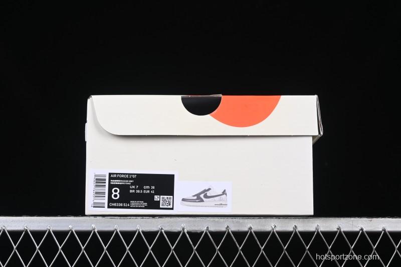 Nike Air Force 1 '07 Low Moncler Collaboration - Black Lychee Grain Pigskin Low-Top Casual Sneakers - CH6336-514