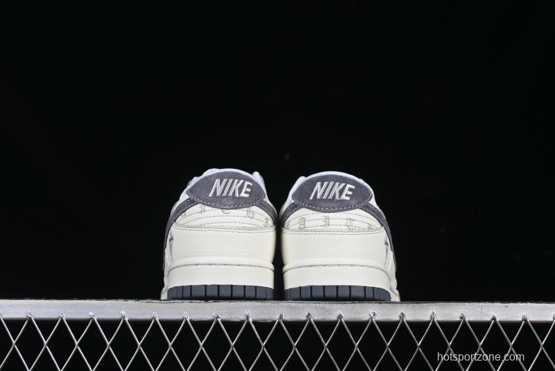 Nike SB Dunk Low Chrome Hearts Collaboration Cross Print Grey Swoosh Anniversary Custom Low-Top Casual Sneakers - DJ2024-064