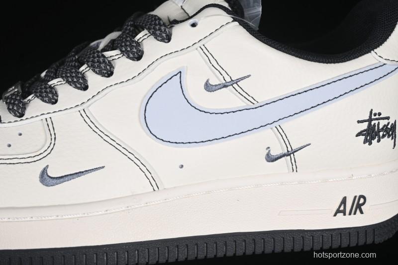 Nike Air Force 1 '07 Low Stussy Collaboration Embroidered Mini Swoosh Casual Sneakers - XZ6188-630
