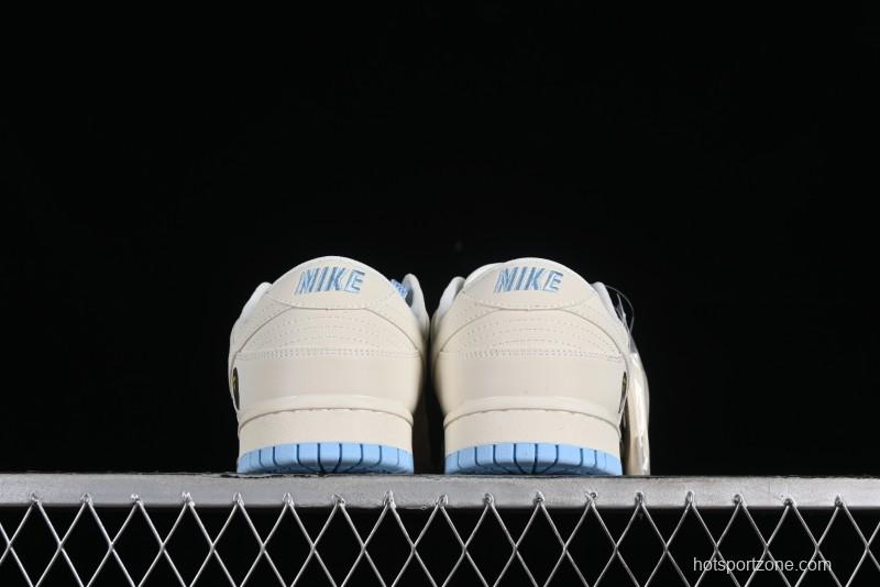 Nike SB Dunk Low BAPE Collaboration - Off-White Mini Blue Swoosh Anniversary High-End Custom Low-Top Casual Sneakers - XD6188-027