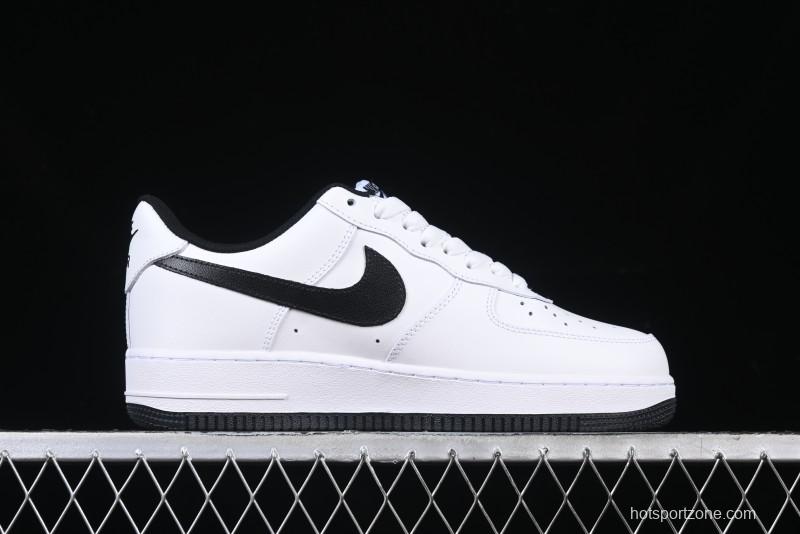 Nike Air Force 1 '07 Low White Black Swoosh Casual Sneakers - 315122-103