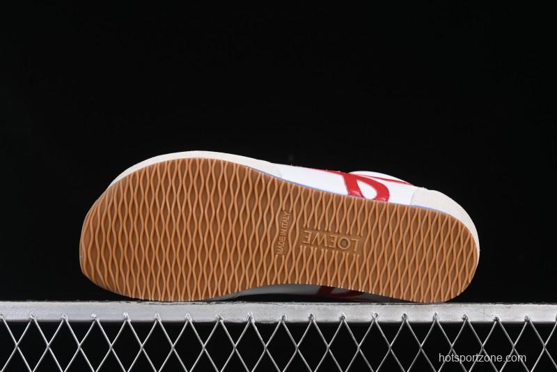 Loewe Ballet Runner 2.0 Sneakers Retro Style Low-Profile Casual Sports Shoes with Asymmetric Toe Design - White Blub