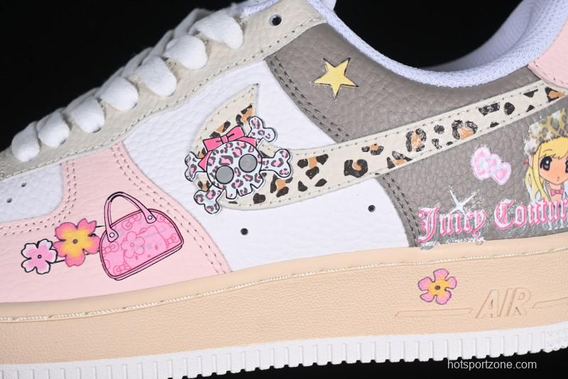 Nike Air Force 1 '07 Low Leopard Print Skeleton Custom Casual Sneakers - TY0103-222