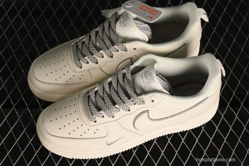 Nike Air Force 1 '07 Low Classic Grey Silver Swoosh Starry Sneakers - MJ0319-023