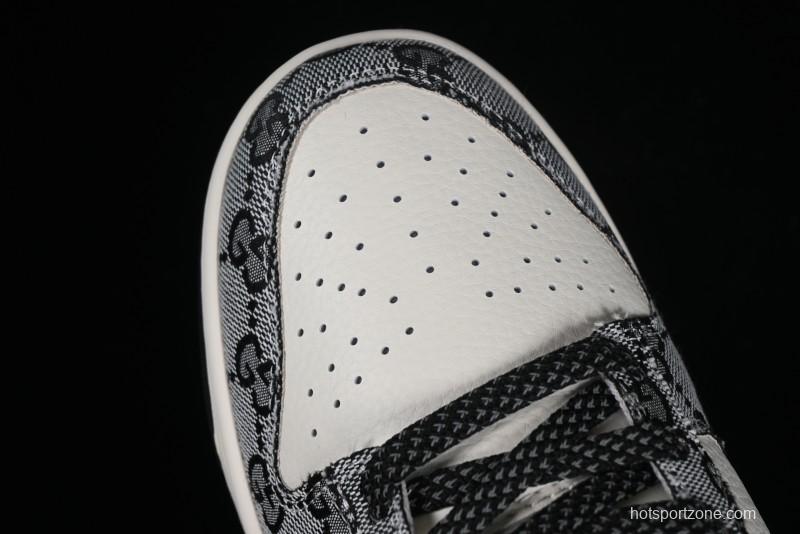 Nike SB Dunk Low Gucci Collaboration - Grey Pattern Anniversary High-End Custom Low-Top Casual Skate Shoes - BB9676-311