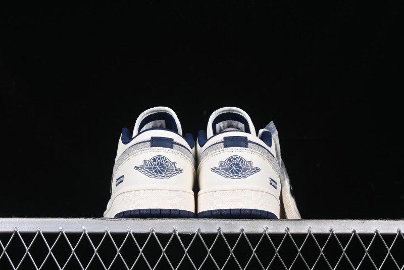 Nike Air Jordan 1 Low Supreme Collaboration - Shadow Swoosh Custom Retro Basketball Shoes - XX3318-368