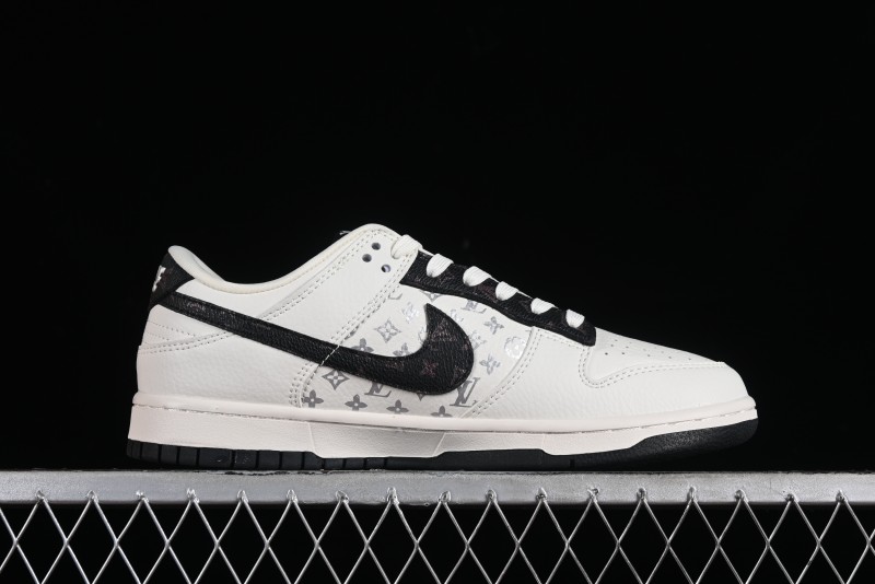 Nike Dunk Low LV Collaboration - Monogram Beige Black Hook SB Low Top Casual Skate Shoes - FC1688-189