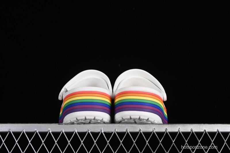 Crocs Crocband Platform Rainbow Comfortable Thick-Soled Clogs - B.D4
