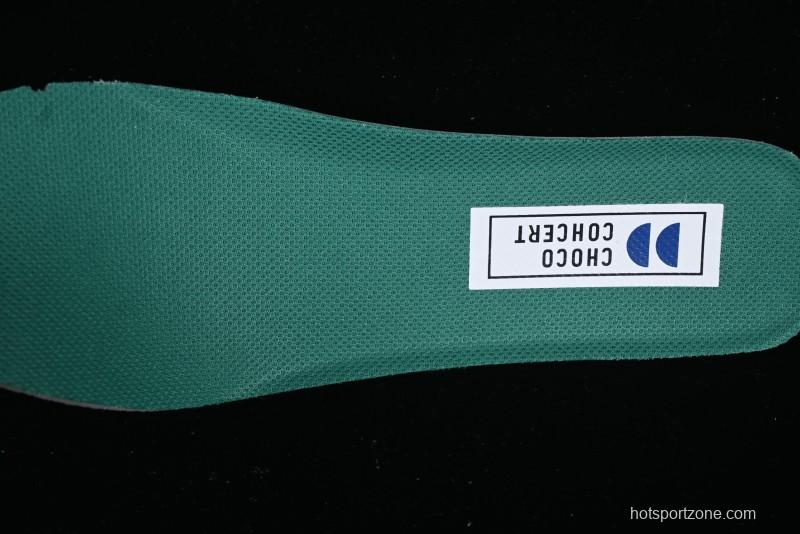 Choco Concert Leather Round Square Asymmetric Fashion Sneakers White Green - AJE5