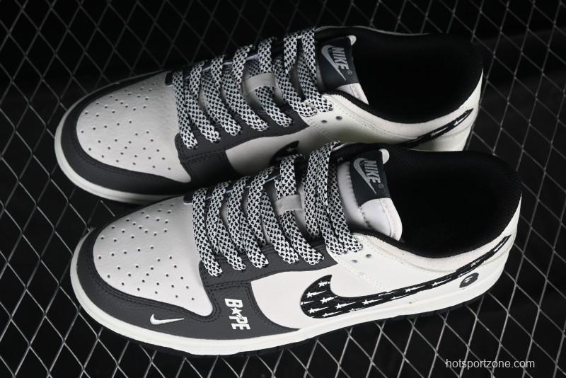 Nike SB Dunk Low BAPE Collaboration Full Print Five-Point Star Black Swoosh Anniversary High-End Custom Low-Top Casual Skate Shoes - DJ2024-122