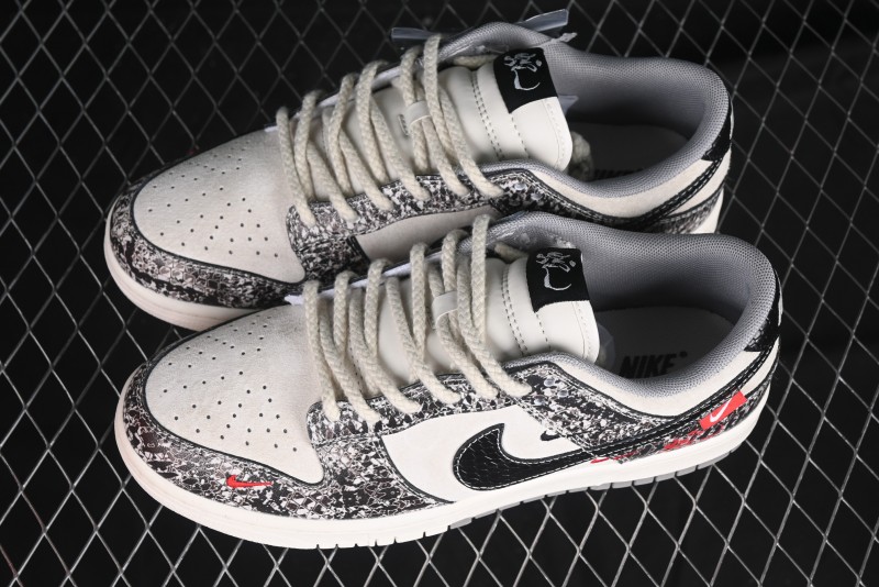Nike SB Dunk Low Year of the Snake Series Snake Scale Black Swoosh Custom Low-Top Casual Skate Shoes - YX5066-272
